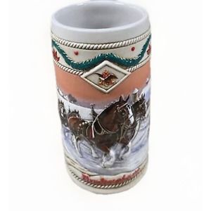 VTG BUDWEISER Anheuser-Busch American Homestead‎ Beer Stein 1996 Holiday